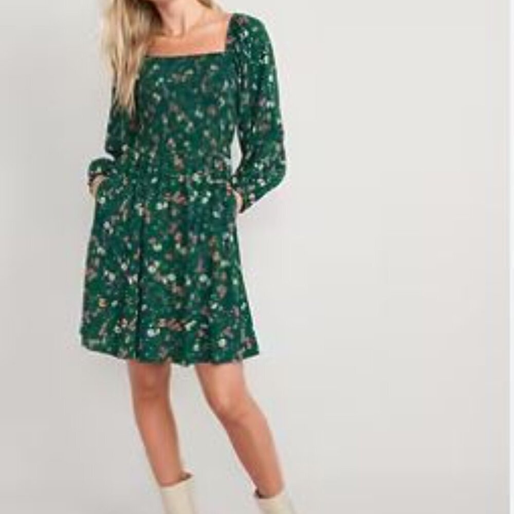 Inspired Hearts Green Floral Long Sleeve Ruffle Mini Dress – Size Large NWT - Picture 11 of 11